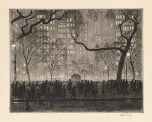 Martin Lewis - Madison Square Rainy Night (1915) Signed - 17" x 22" Fine Art Print