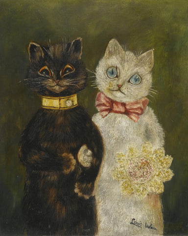 Louis Wain - The Bride and Groom (1897) Cats Signed - 17" x 22" Fine Art Print