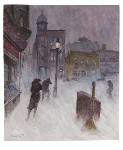 Martin Lewis - Snowstorm Danbury Connecticut (Signed) - 17" x 22" Fine Art Print