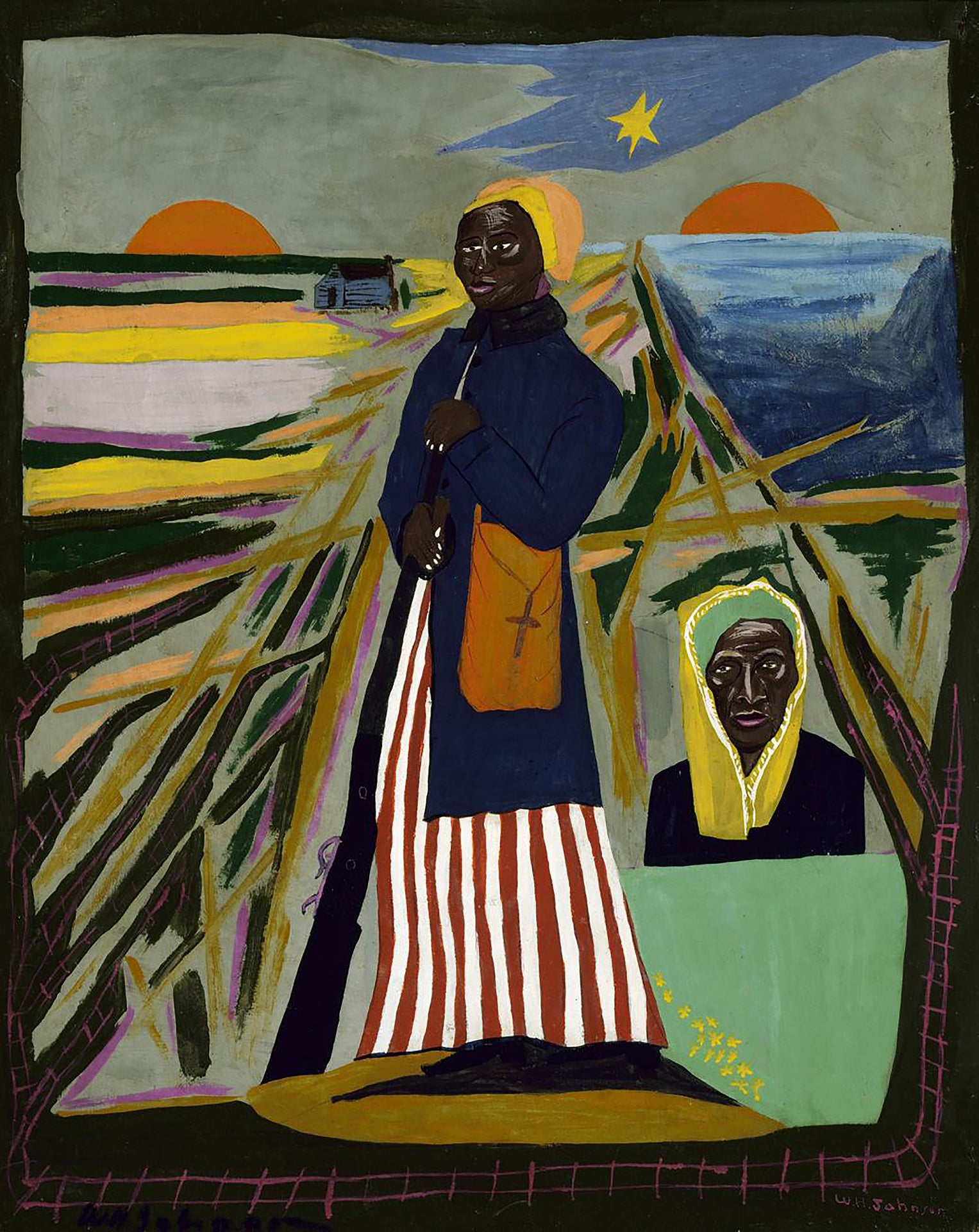 William Henry Johnson - Harriet Tubman (1945) Signed - 17" x 22" Fine Art Print