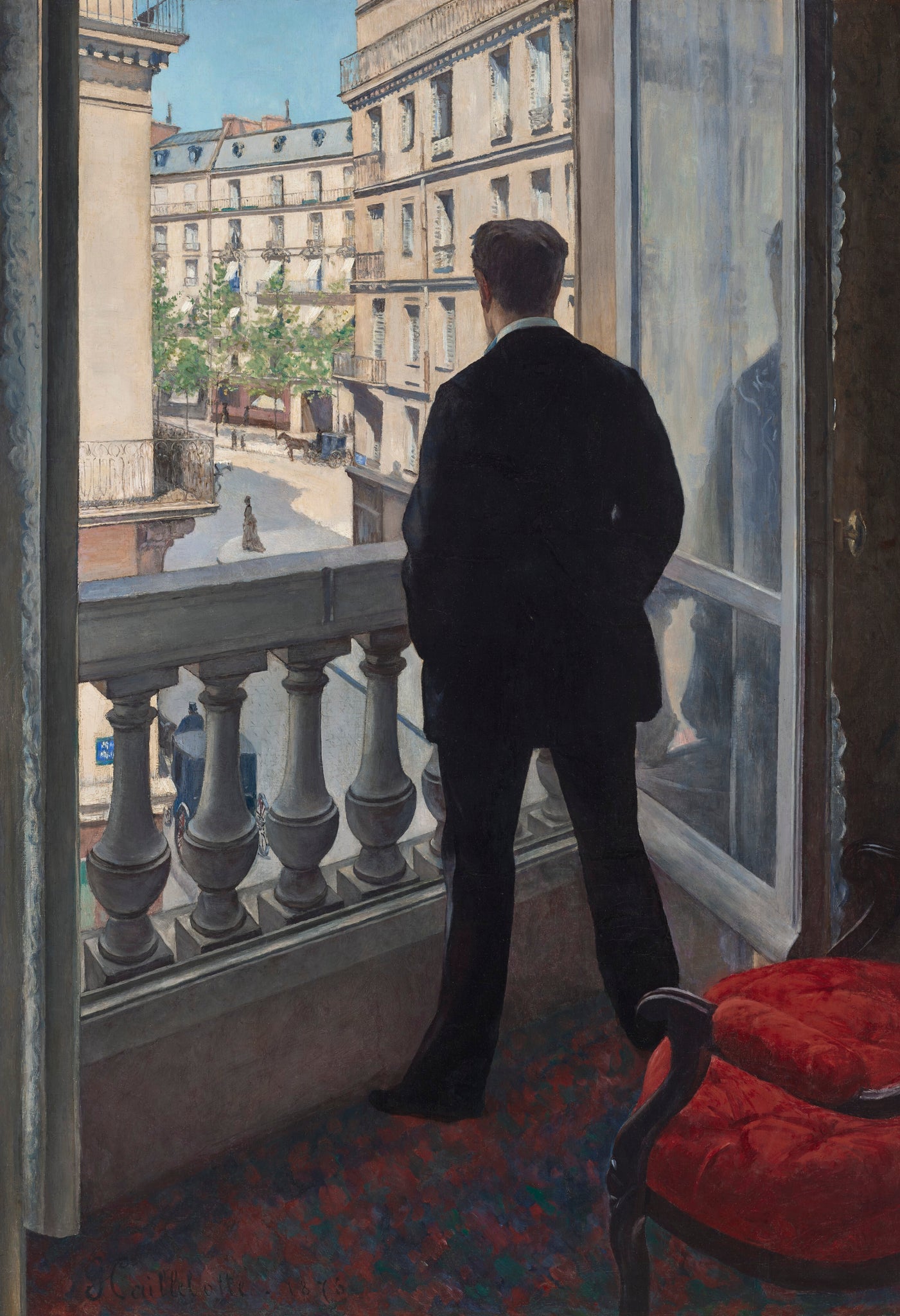 Gustave Caillebotte - Young Man at His Window (1875) Signed - 17"x22" Art Print