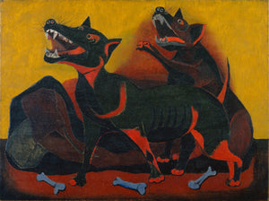 Rufino Tamayo - Animals (1941) Dogs Playing - 17" x 22" Fine Art Print