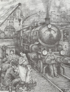 Hans Baluschek - Die Locomotive (1921) Signed - 17" x 22" Fine Art Print