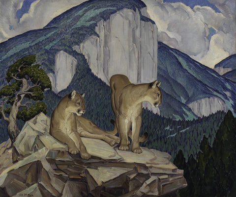 Ila McAfee Turner - Mountain Lions (1933-34) Signed - 17" x 22" Fine Art Print