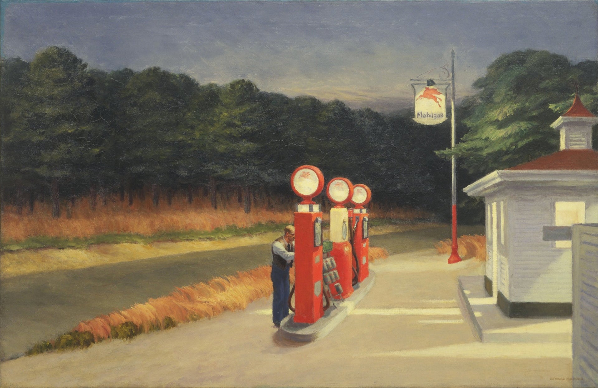 Edward Hopper - Gas (1940) Signed Gas Station Pumps - 17" x 22" Fine Art Print