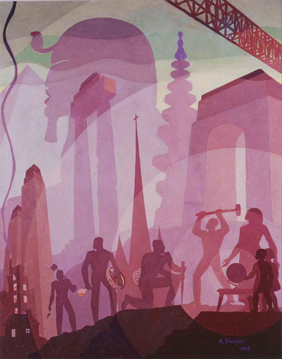 Aaron Douglas - Building More Stately Mansions (1944) Signed - 17" x 22" Art Print