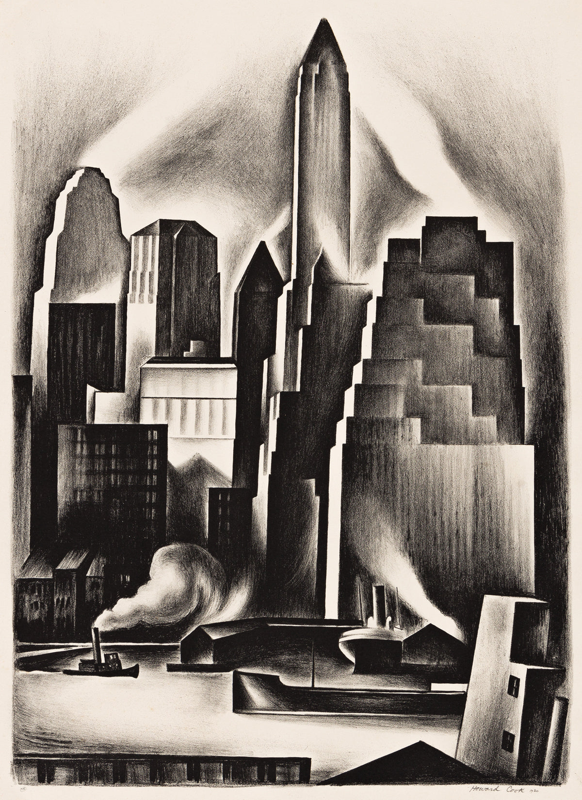 Howard Norton Cook - Lower Manhattan (1930) Signed - 17" x 22" Fine Art Print