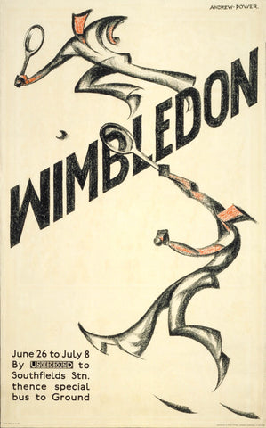 Sybil Andrews & Cyril Powers - Vintage Wimbledon Poster (1933) - 17" x 22" Print