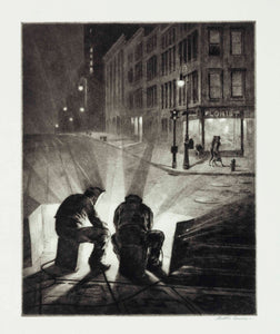 Martin Lewis - Arc Welders at Night (1937) Signed - 17" x 22" Fine Art Print