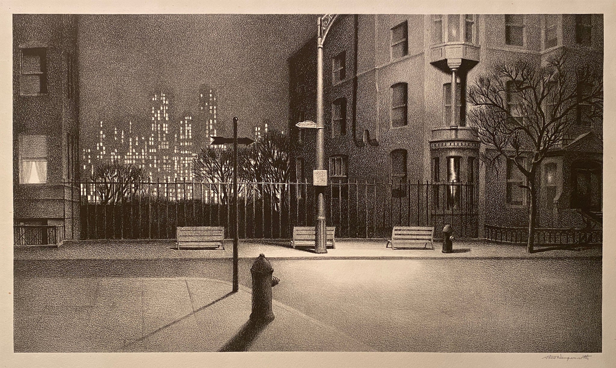 Stow Wengenroth - New York Nocturne Signed - 17" x 22" Fine Art Print