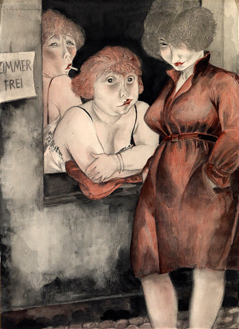 Jeanne Mammen - Bruderstrasse, Free Room (1930) Signed - 17" x 22" Fine Art Print