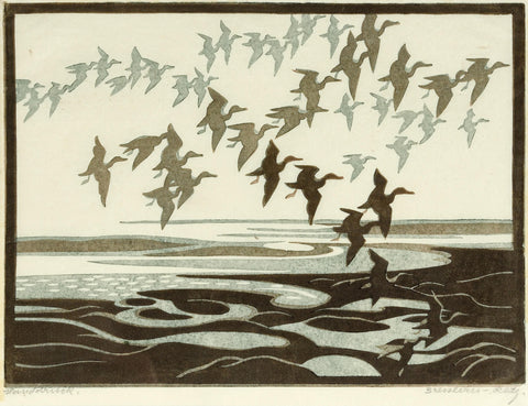 Norbertine Bresslern-Roth - Ducks in Flight (1927) Signed - 17"x22" Fine Art Print