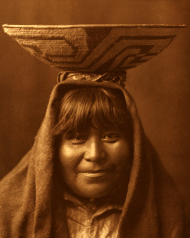 Edward Curtis - Pima Indian Matron Bowl on Head (1907) -17" x 22" Fine Art Print