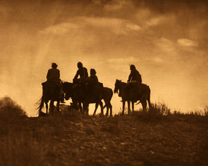 Edward Curtis - Sunset in Navajo-Land Indians Horseback (1904) - 17" x 22" Print