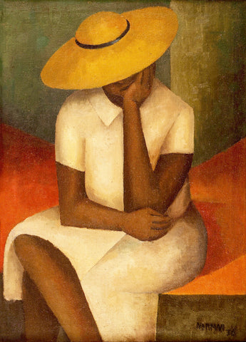 Norman Lewis - Girl with Yellow Hat (1936) Signed - 17" x 22" Fine Art Print