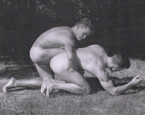 Bruce of LA - Two Nude Males Wrestling 1960s Gay Interest - 17" x 22" Art Print