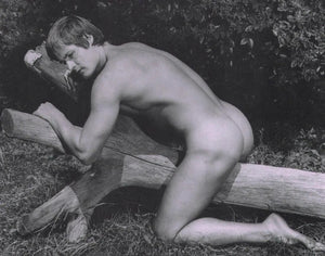 Bruce of LA - Paul Strand Nude Straddling Log Butt Gay 1960s - 17"x22" Art Print