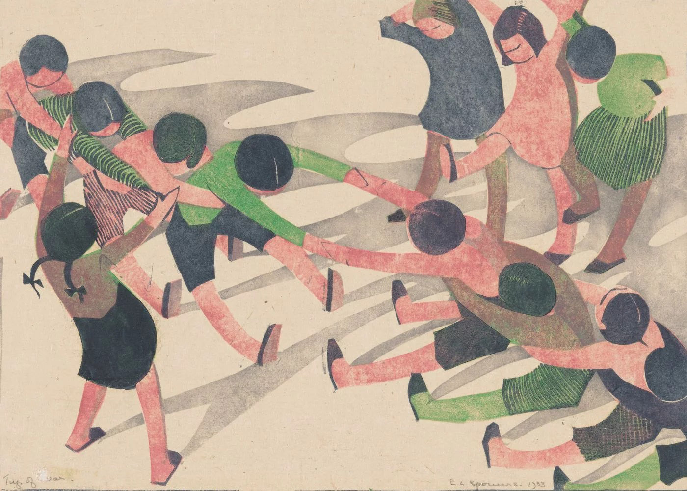 Ethel Spowers - Tug of War (1933) Australian - 17" x 22" Fine Art Print