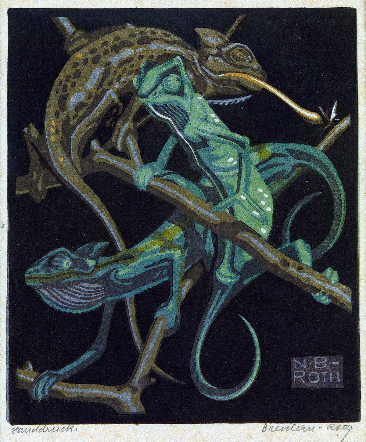 Norbertine Bresslern-Roth - Chameleons (circa 1930) - 17" x 22" Fine Art Print