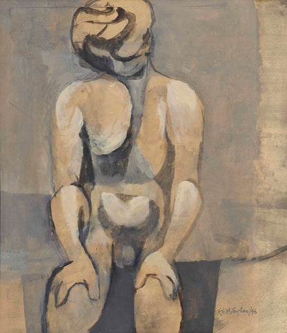 Keith Vaughan - Nude Seated Figure (1946) Abstract - 17" x 22" Fine Art Print