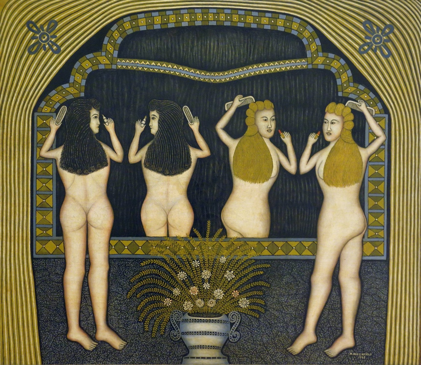 Morris Hirshfield - Two Women Infront of Mirror Nude (1943) - 17"x22" Art Print