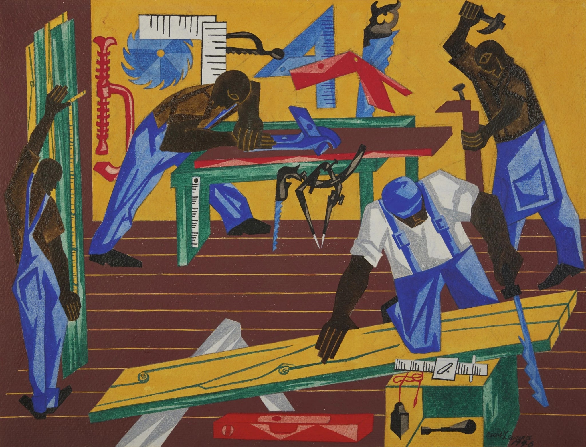 Jacob Lawrence - The Carpenters (1946) - 17" x 22" Fine Art Print