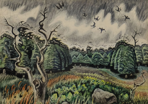 Charles Burchfield - Nighthawks at Twilight (1917-49) - 17" x 22" Fine Art Print