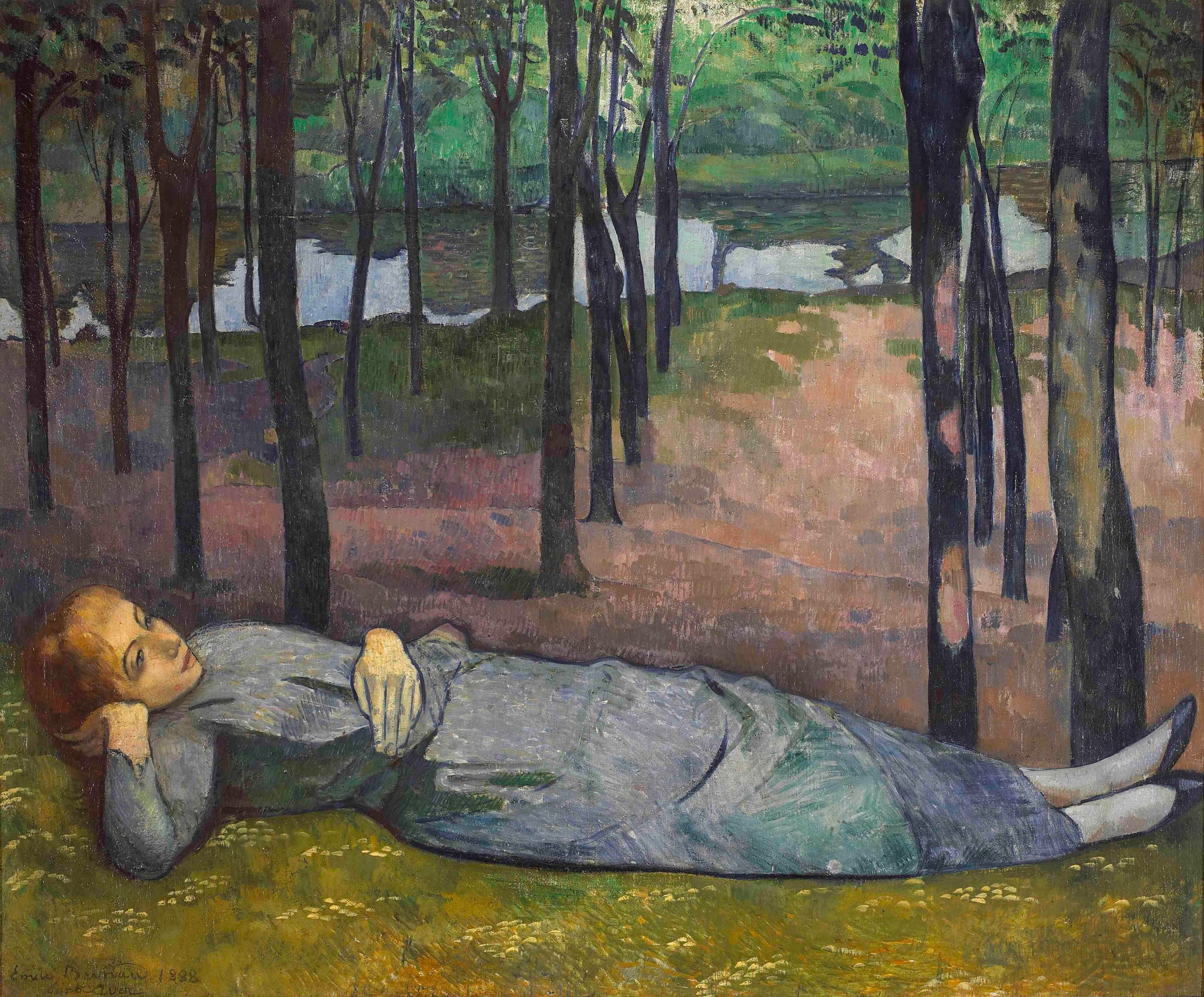 Emile Bernard - Madeleine in the Wood of Love (1888) - 17" x 22" Fine Art Print