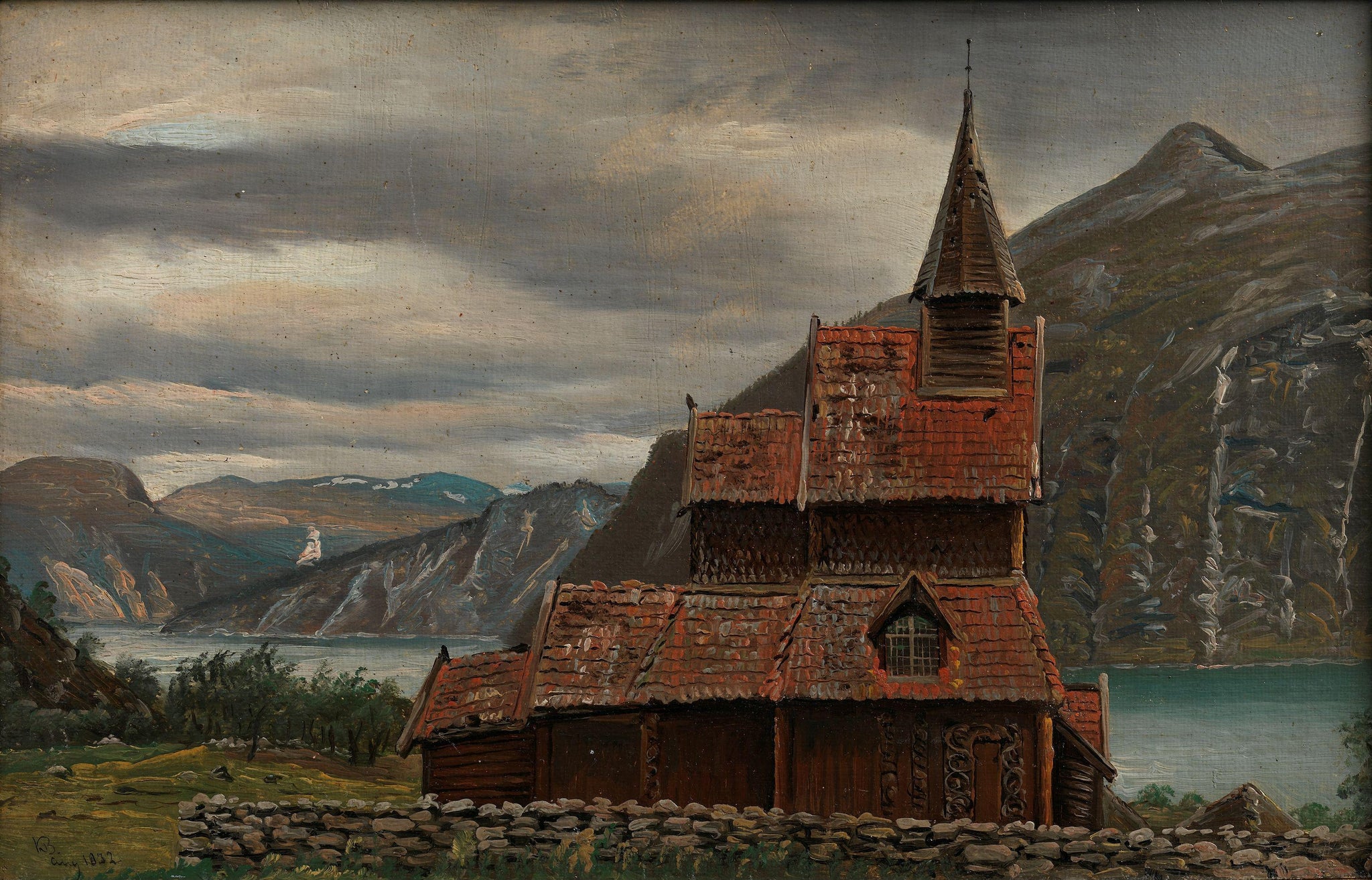 Knud Baade - Urnes Stave Church in Sogn (1832) - 17" x 22" Fine Art Print