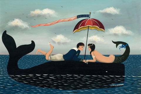 Ralph Eugene Cahoon Jr. - Lovers on the Back of a Whale - 17"x22" Fine Art Print