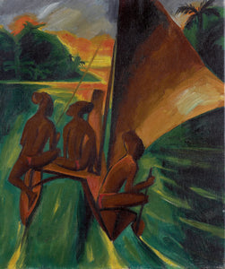 Hermann Max Pechstein - In the Canoe, Outrigger (1917) - 17"x22" Fine Art Print