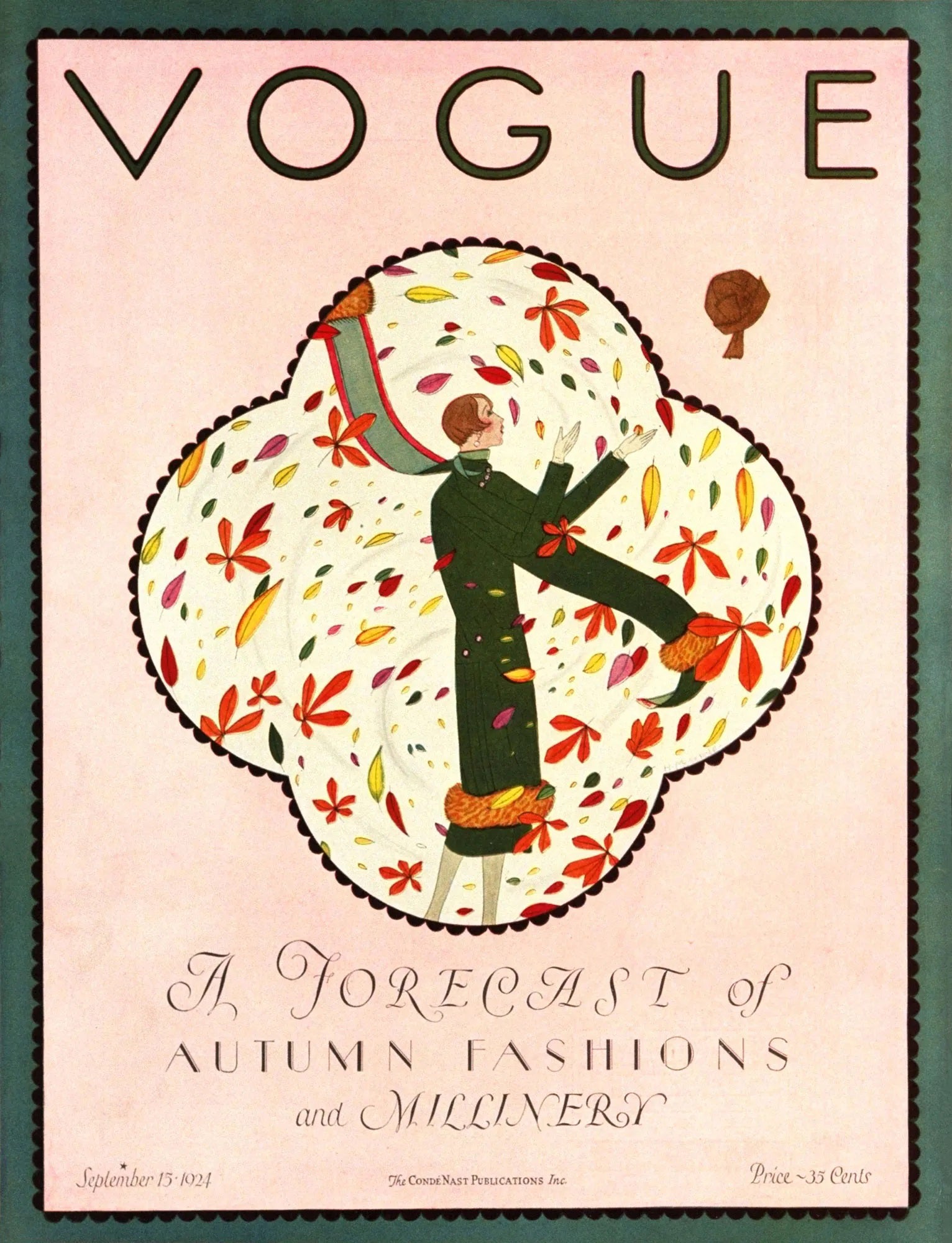 Vintage Vogue Cover Art Autumn Fashion & Millinery (1924) - 17" x 22" Art Print