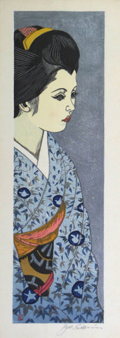 Junichiro Sekino - Morning Glories (1974) Japan Geisha Girl - 17"x22" Art Print