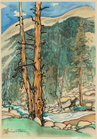 Chiura Obata - Upper Lyell Fork, near Lyell Glacier (1930) - 17" x 22" Art Print