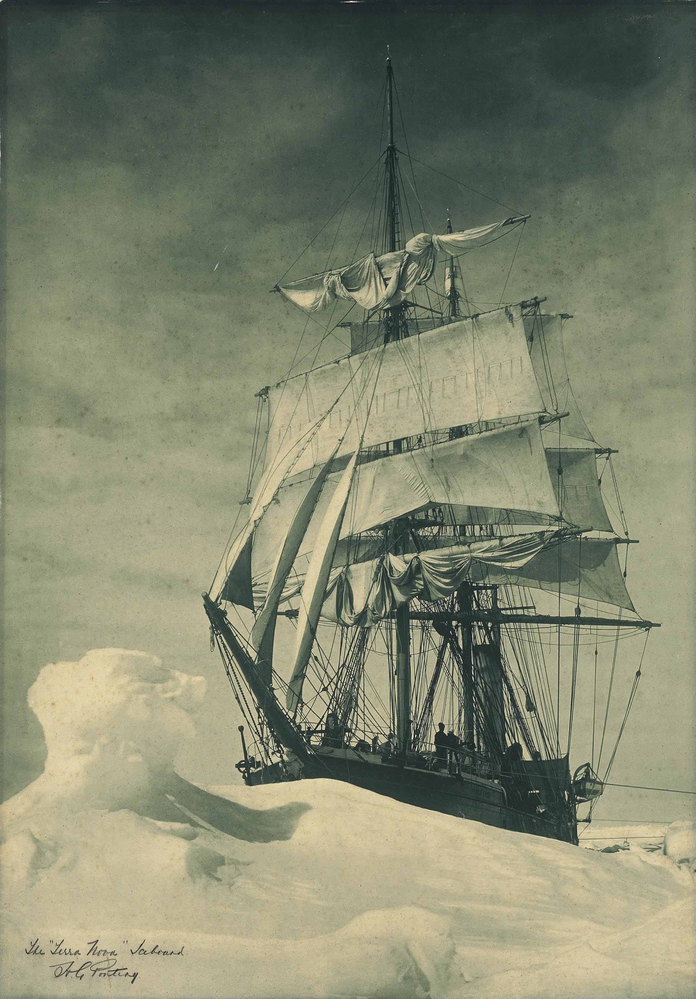 Herbert Ponting - Terra Nova Icebound (1911) Antarctic - 17"x22" Fine Art Print