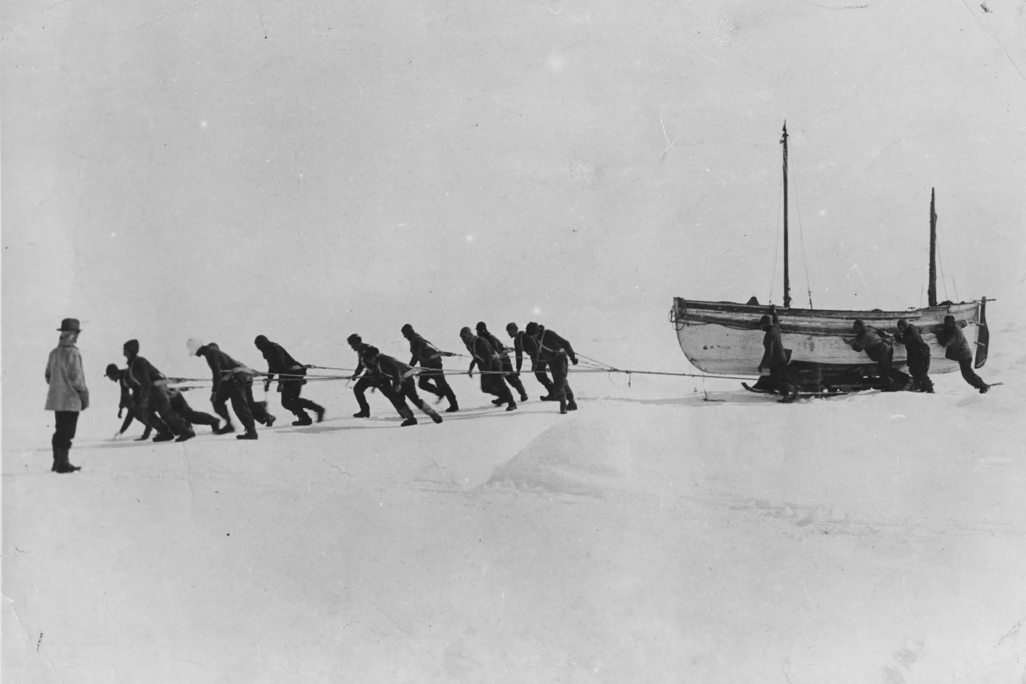 Ernest Shackleton Antarctica Expedition Hauling Boat (1915) - 17"x22" Art Print