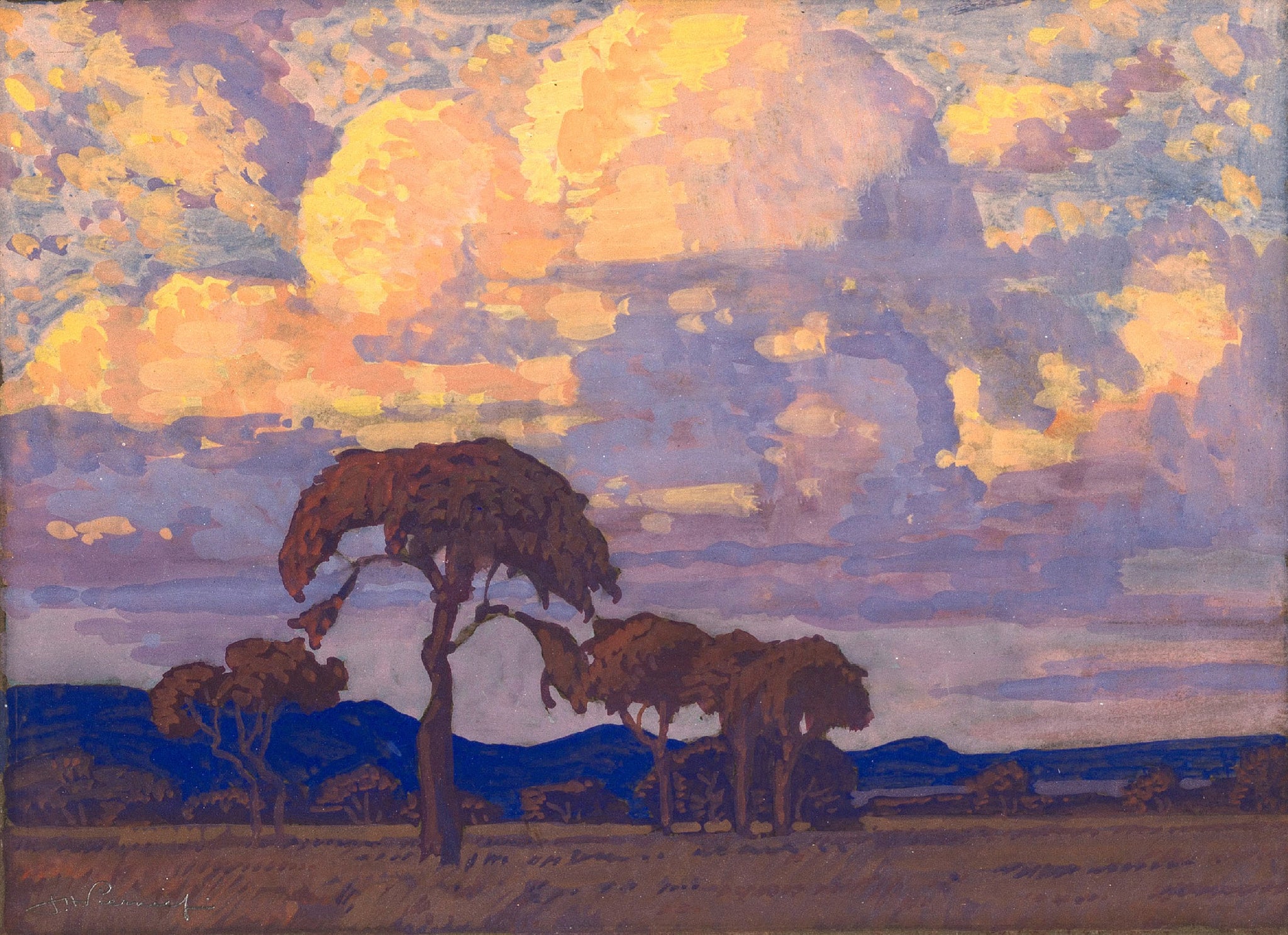 Jacobus Hendrik Pierneef - Highveld Landscape (1930s) - 17" x 22" Fine Art Print