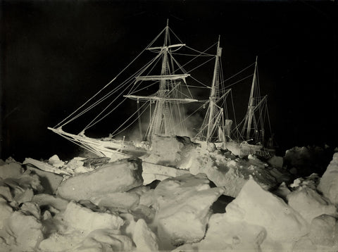 Frank Hurley - Endurance Ship at Night Antarctica (1914) - 17" x 22" Art Print