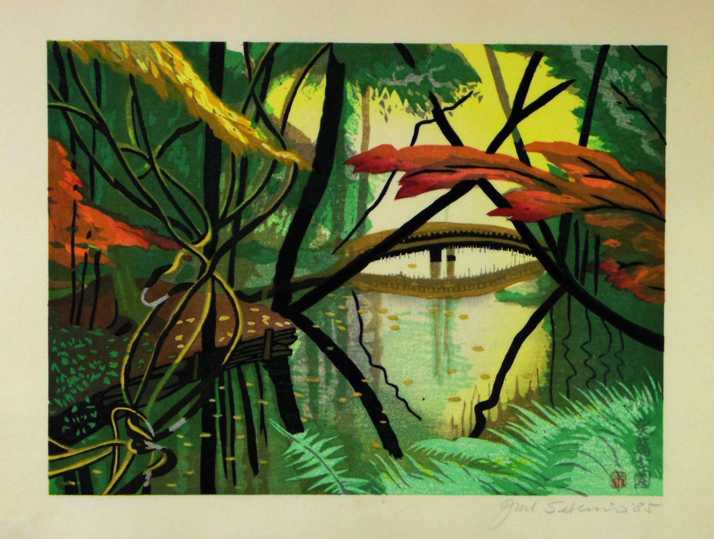 Junichiro Sekino - Saneatsu Park (1985) Japanese - 17" x 22" Fine Art Print