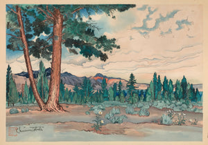 Chiura Obata - Morning at Mono Lake (1930) Tioga Peak in Distance - 17"x22" Print