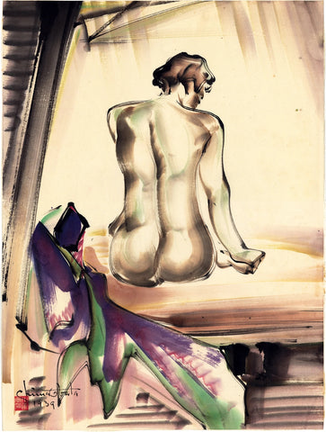 Chiura Obata - Seated Nude Woman (1939) - 17" x 22" Fine Art Print