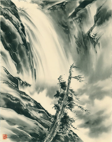 Chiura Obata - Cascades Waterfall, Yosemite (1940s) - 17" x 22" Fine Art Print