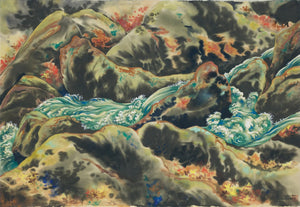 Chiura Obata - Mountain Stream in Autumn, Yosemite (1940s) - 17" x 22" Art Print