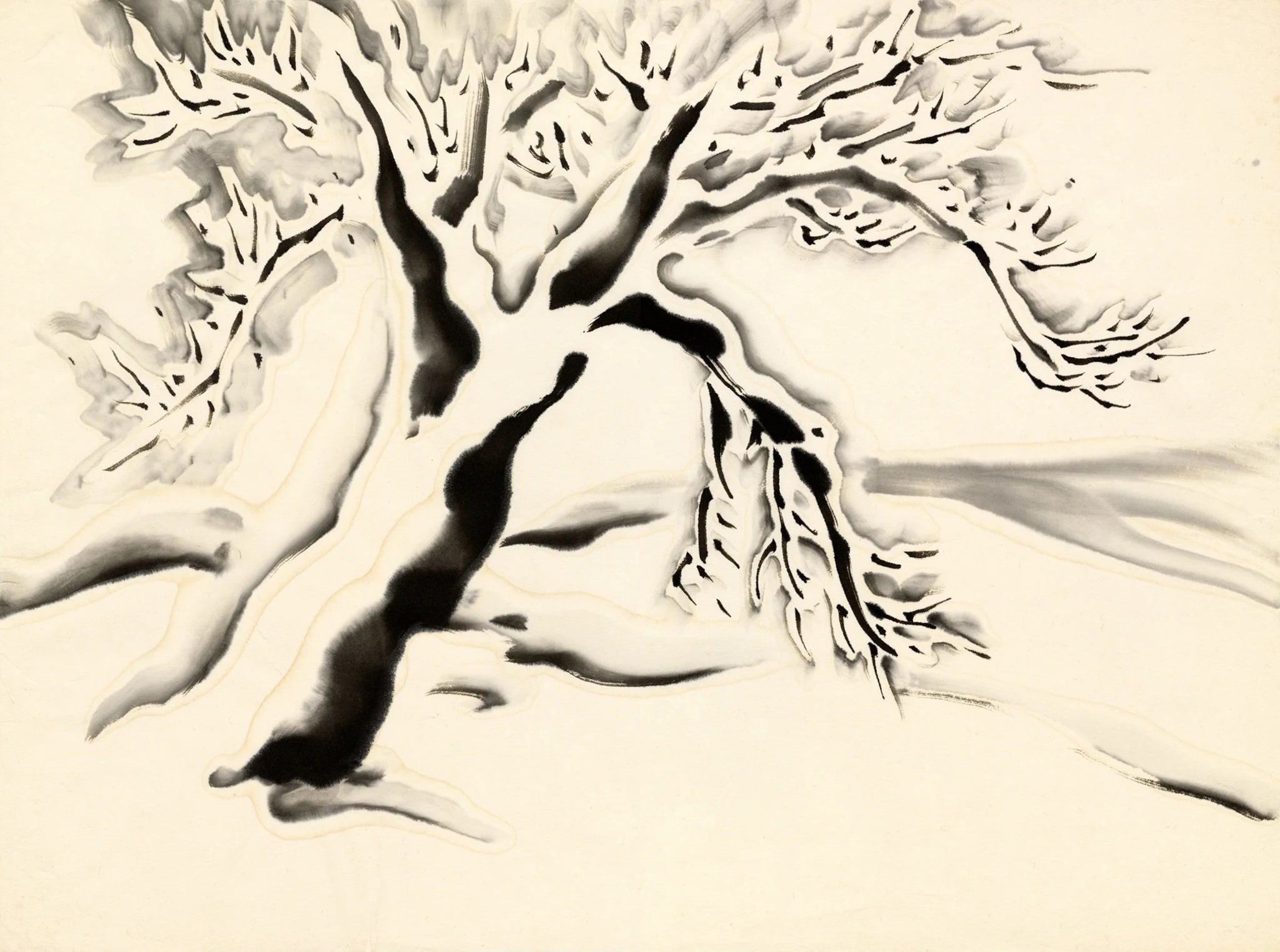 Chiura Obata - Large Tree in Snow (circa 1930s) - 17" x 22" Fine Art Print