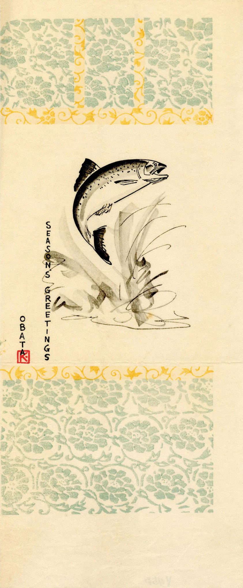 Chiura Obata - Bass Fish Jumping From Water (1930s) - 17" x 22" Fine Art Print