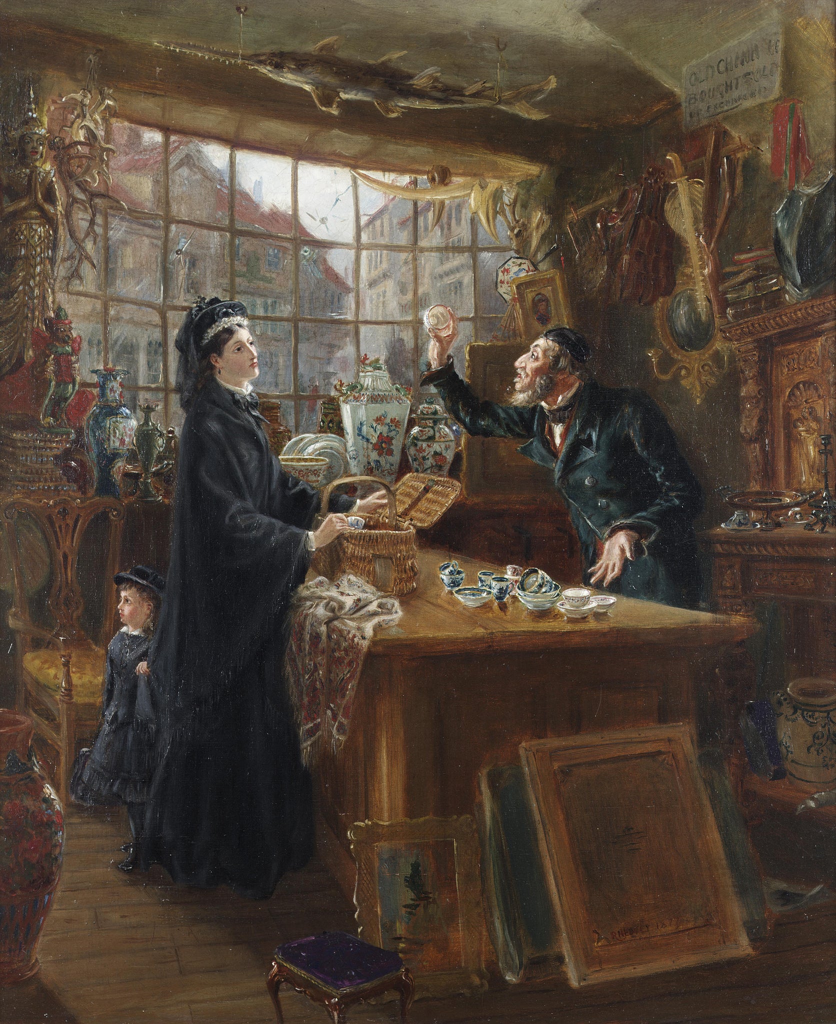 Ralph Hedley - The Old China Shop (1877) - 17" x 22" Fine Art Print