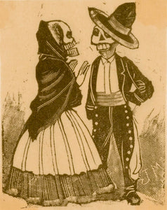 Jose Guadalupe Posada - Male & Female Skeletons Talking (1900s) - 17"x22" Print