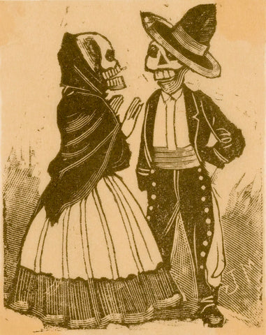 Jose Guadalupe Posada - Male & Female Skeletons Talking (1900s) - 17"x22" Print