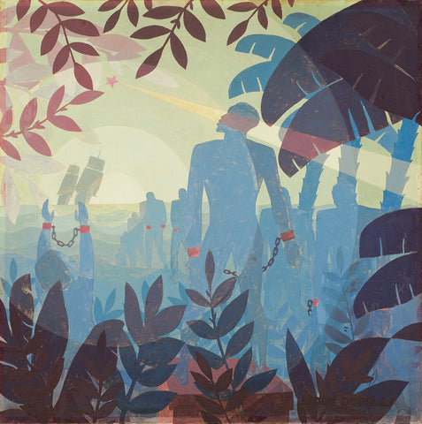 {{ product_title }} Fine Art Print | {{ product_vendor }} Jakero77 Aaron Douglas - Into Bondage (1936) Stencil Signed - 17" x 22" Fine Art Print Art Print  Jakero77