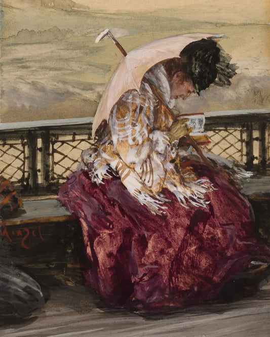 {{ product_title }} Fine Art Print | {{ product_vendor }} Jakero77 Adolf von Menzel - Lesende Dame Emilie Fontane Signed - 17" x 22" Fine Art Print Art Print  Jakero77